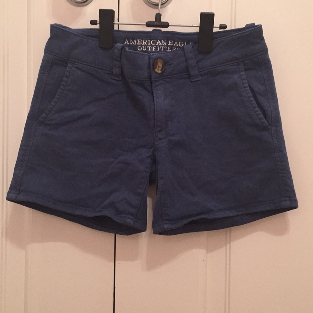 Navy American Eagle Super Stretch Midi Shorts